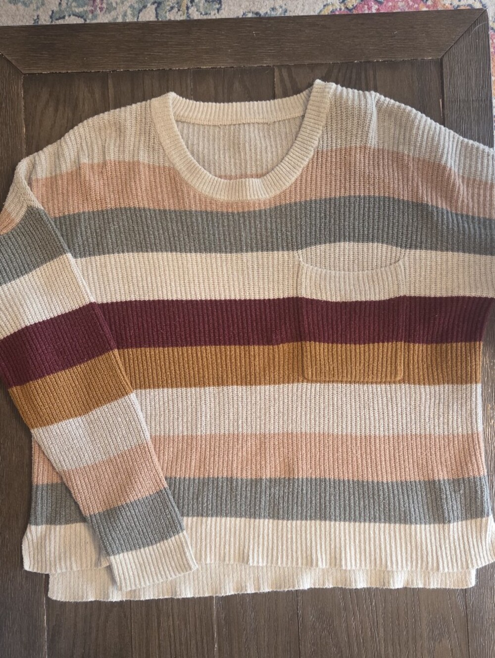 Madewell Striped Crewneck Sweater in Cream, Pink, Gray, Mustard & Burgundy